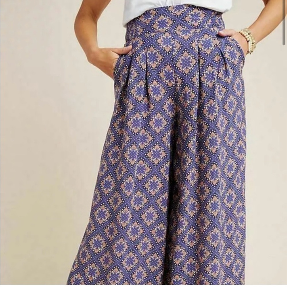 Anthropologie Maeve Women's Wide Leg Terrace Pants Medallion size 8
